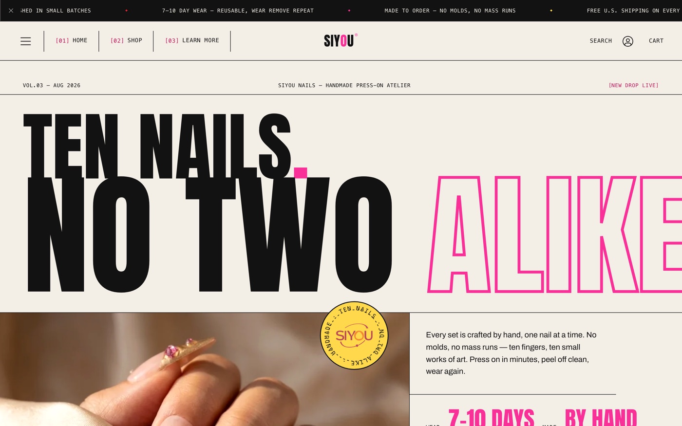 SIYOU Nails hero — “Ten nails, no two alike”